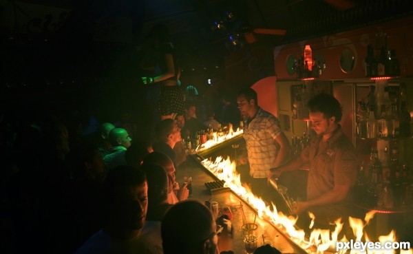 Bar on fire